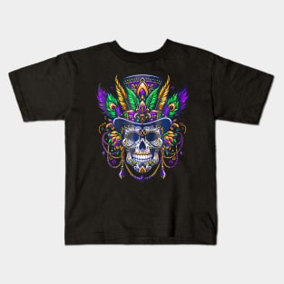 Mardi Gras Skull Top Hat New  Witch Doctor Kids T-Shirt